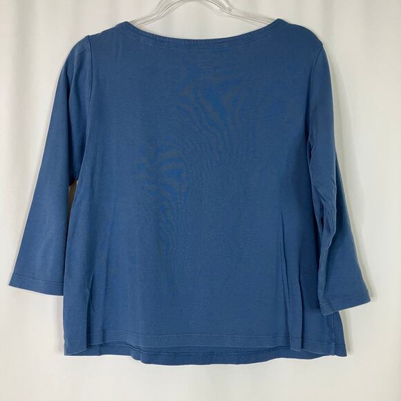 Chico's | 3/4 Sleeve Tee Shirt Blue 100% Cotton Chico's 1/US Medium - Picture 4 of 4